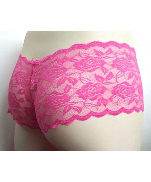 G-Strings & Thongs Sissy Pouch Panties Sexy Men's Lace Thong G-String Brief Hipster Underwear for Men - Hot Pink - CD194KX7SKU