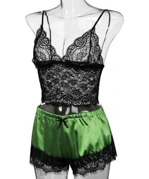 Nightgowns & Sleepshirts Sexy Pajamas for Women Shorts Set Sling Sleepwear Lingerie Lace Nightwear - Za-green - CG1954GOUZC