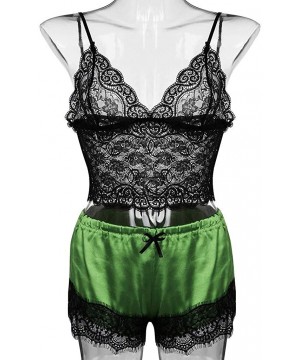 Nightgowns & Sleepshirts Sexy Pajamas for Women Shorts Set Sling Sleepwear Lingerie Lace Nightwear - Za-green - CG1954GOUZC