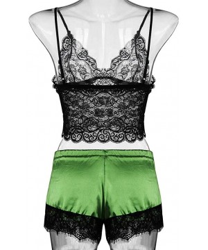 Nightgowns & Sleepshirts Sexy Pajamas for Women Shorts Set Sling Sleepwear Lingerie Lace Nightwear - Za-green - CG1954GOUZC