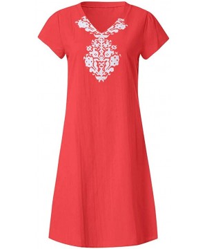 Thermal Underwear T-Shirt Dresses Women Summer Style Feminino Vestido Cotton Casual Plus Size Dresses - Orange - C618SDKY9MD