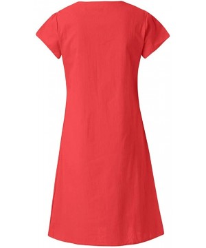 Thermal Underwear T-Shirt Dresses Women Summer Style Feminino Vestido Cotton Casual Plus Size Dresses - Orange - C618SDKY9MD