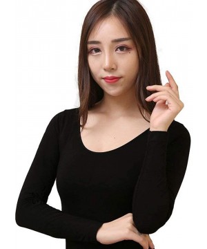 Thermal Underwear Winter Thermal Shirt Women Slim Autumn Underwear Long Sleeve Warm Underwear Thermal Tops - Black - CS193UWGK0H