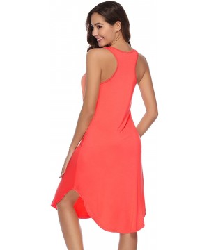 Nightgowns & Sleepshirts Women's Cotton Nightgown Sleeveless Racerback Nightshirt Dress Sleepwear - Orange Red - CQ18QZ842RW