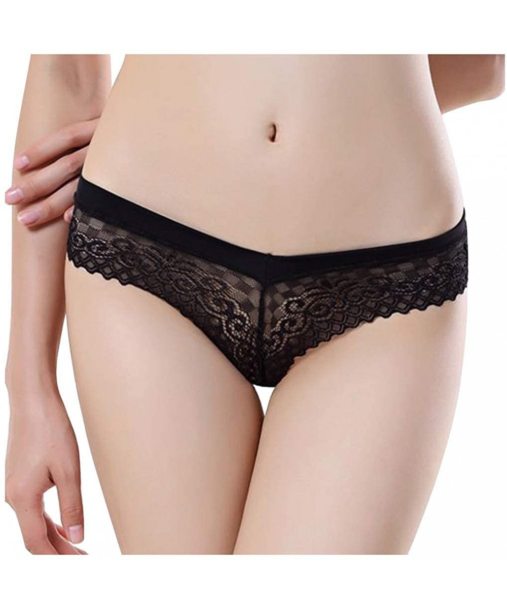 Baby Dolls & Chemises Sexy Underwear for Women-One Size Personality Multi-Color Lace Ladies Bow Underwear - Black - CL195ZTDMOL