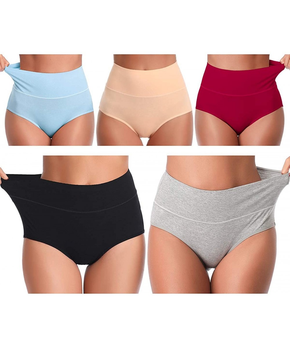 Panties Womens Underwear-Cotton High Waist Underwear for Women Full Coverage Soft Comfortable Briefs Panty Multipack - Multi-...