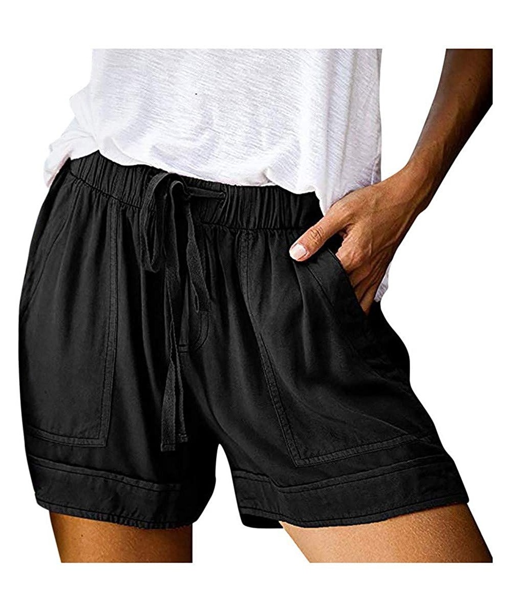 Bottoms Summer Casual Loose Comfy Shorts for Women - B Black - CC199KSZLO0