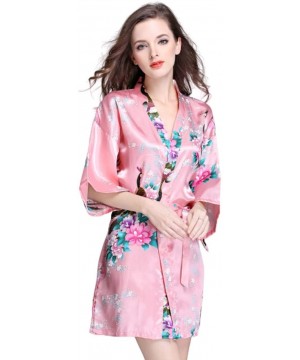 Nightgowns & Sleepshirts Women's Dressing Gowns Satin Pajamas Ladies Spring and Summer Peacock Long Strappy Nightdress Sexy V...