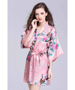 Nightgowns & Sleepshirts Women's Dressing Gowns Satin Pajamas Ladies Spring and Summer Peacock Long Strappy Nightdress Sexy V...