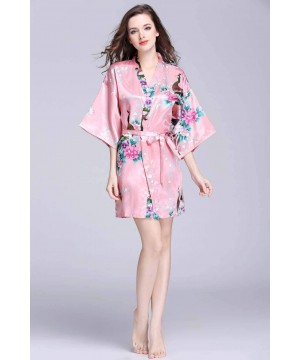 Nightgowns & Sleepshirts Women's Dressing Gowns Satin Pajamas Ladies Spring and Summer Peacock Long Strappy Nightdress Sexy V...