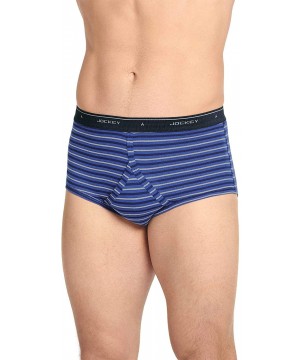 Briefs Men's Underwear Classic Full Rise Brief - 3 Pack - Majestic Stripe/Mid Grey/Intense Royal - C211TP6L2HH