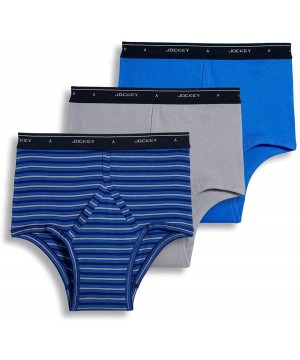 Briefs Men's Underwear Classic Full Rise Brief - 3 Pack - Majestic Stripe/Mid Grey/Intense Royal - C211TP6L2HH