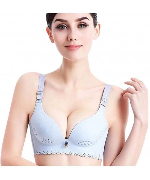 Bras Pillow-Soft Extra-Breathable Comfort Bra Adjustable for Women - Blue - CH18ZQTH20L