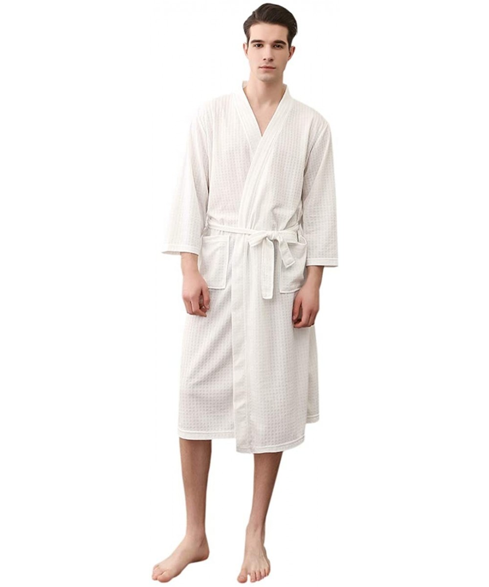 Robes Womens Mens Robe Long Soft Bathrobe for Summer Spring - White - CA18QXKI3WY