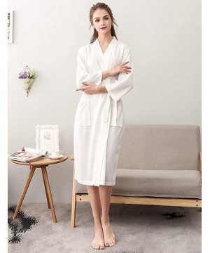 Robes Womens Mens Robe Long Soft Bathrobe for Summer Spring - White - CA18QXKI3WY