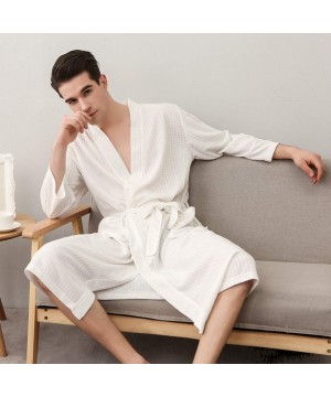 Robes Womens Mens Robe Long Soft Bathrobe for Summer Spring - White - CA18QXKI3WY