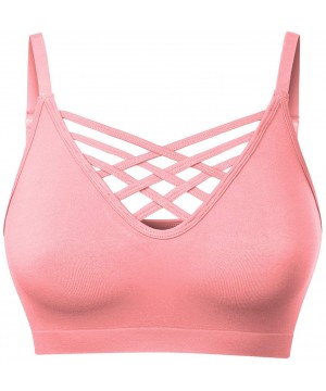 Bras Women's Soft Seamless Triple Criss-Cross Front Adjustable Strap Bralette Sport Bra - A Dusty Pink - C2199DQ5XDI