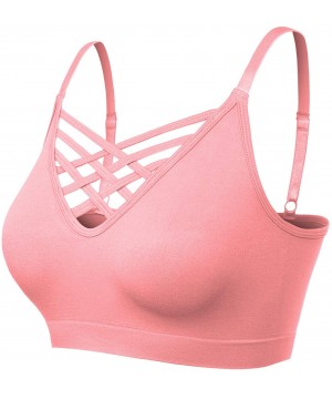 Bras Women's Soft Seamless Triple Criss-Cross Front Adjustable Strap Bralette Sport Bra - A Dusty Pink - C2199DQ5XDI