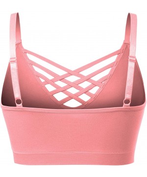 Bras Women's Soft Seamless Triple Criss-Cross Front Adjustable Strap Bralette Sport Bra - A Dusty Pink - C2199DQ5XDI