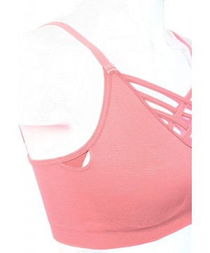 Bras Women's Soft Seamless Triple Criss-Cross Front Adjustable Strap Bralette Sport Bra - A Dusty Pink - C2199DQ5XDI