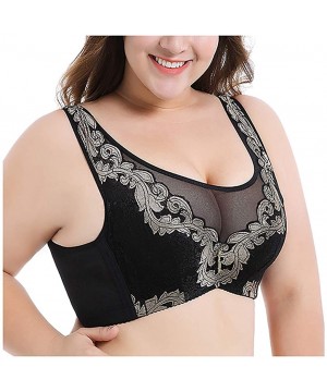 Bras Women's Comfortable Full Cup Lace Underwire Push Up Bra - Black - C119CM5TIIA