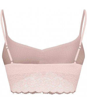 Bustiers & Corsets Fashion Women Seamless Sretch Lace V-Neck Women's Ribbed Cotton Underwear - Pink - CT196GWEQE2