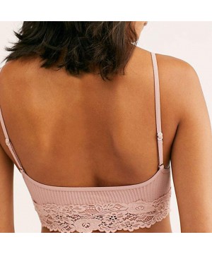 Bustiers & Corsets Fashion Women Seamless Sretch Lace V-Neck Women's Ribbed Cotton Underwear - Pink - CT196GWEQE2