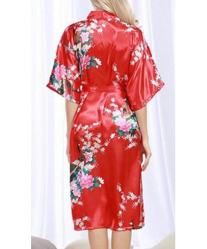 Sets Women Half Sleeve Plus Size Lace up V Neck Floral Print Kimono Robe Pajama Sets Sleepwear Pjs Sets - 2 - CD18EZMTE3I