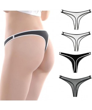 Panties Women's Thongs Underwear G String Sports Panties Low Waist T Back 4 Pack - Mixed B - CP18CM2UYDC