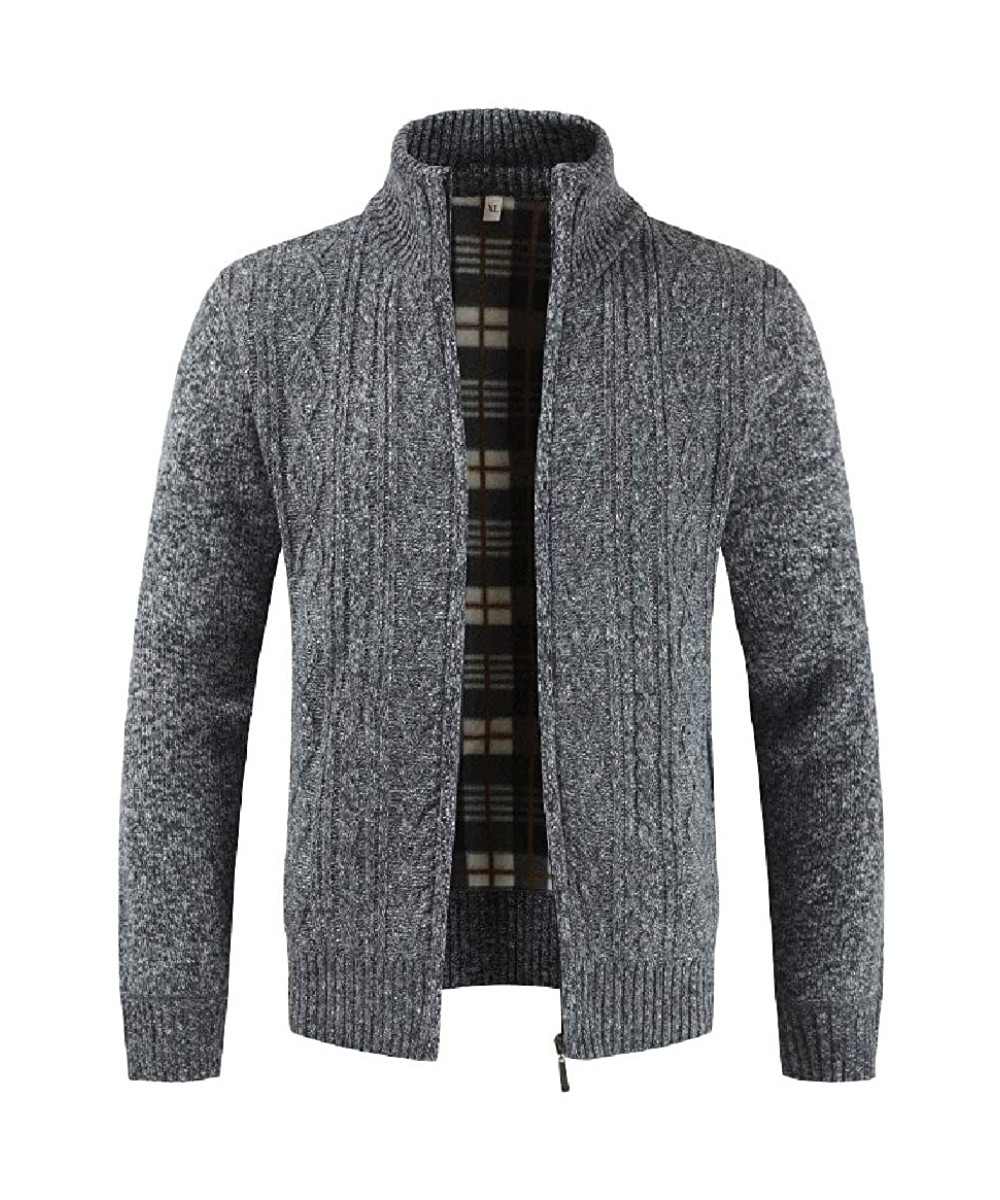 Sleep Tops Men's Knit Sweater Cardigan Long Sleeve Slim Fit Zipper Jacket Coat Outwear - Dark Gray - CX18KWHYRWC