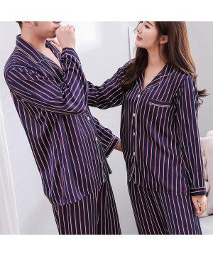 Sleep Sets Men Pyjamas Striped Sleepwear Sets Male Leisure Long Sleeved Comfortable Home Clothing - Purple - CR18Z7GCH0S