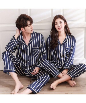 Sleep Sets Men Pyjamas Striped Sleepwear Sets Male Leisure Long Sleeved Comfortable Home Clothing - Purple - CR18Z7GCH0S