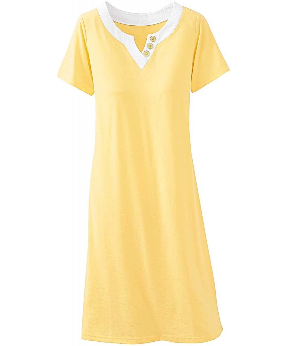 Nightgowns & Sleepshirts Button Detail Knit Gown - Butter - CF18OA6IR32