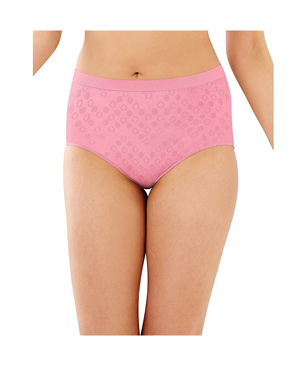 Panties Women's Comfort Revolution Microfiber Brief 3-Pack - Pink Dot/White/Rosewood - CY182DHG7C5