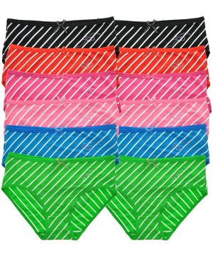 Panties 12-Pair-Pack Cotton/Spandex Hiphugger - 12-pack Stripes With Rhinestone - CZ11GX92V5V