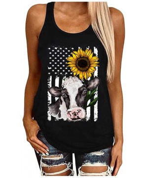 Nightgowns & Sleepshirts Women's Short Sleeve- Women Plus Size Summer Sunflower Print Round Neck Sleeveless T-Shirt Top Tank ...