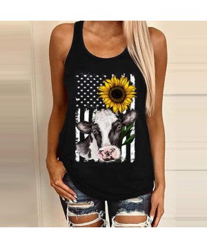 Nightgowns & Sleepshirts Women's Short Sleeve- Women Plus Size Summer Sunflower Print Round Neck Sleeveless T-Shirt Top Tank ...