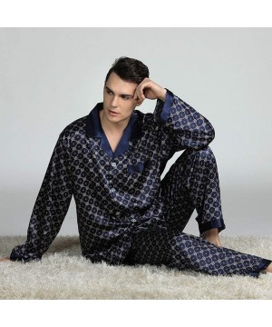 Sleep Sets Men Pajama Set Chinese Men's Satin Silk Pajamas Sets Long Sleeve Pyjama Suits Casual Sleepwear Shirt+Pants 2020-E-...