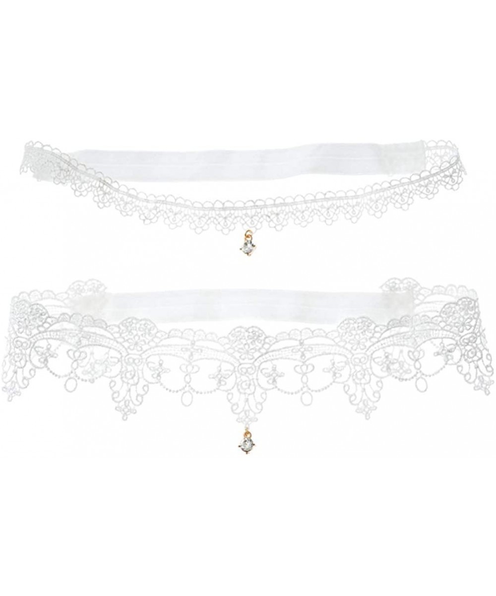 Garters & Garter Belts Wedding Garter Bridal Lace Garter with Rhinestone Floral Lace Garter for Bride - White - C319DWIXY75