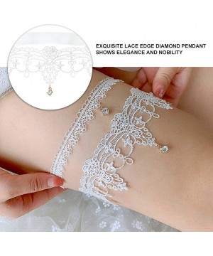 Garters & Garter Belts Wedding Garter Bridal Lace Garter with Rhinestone Floral Lace Garter for Bride - White - C319DWIXY75