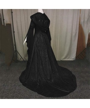 Nightgowns & Sleepshirts Women's Goth Dress Formal Long Sleeve Hooded Floor Length Cosplay Dresses - Black - C81954GGNIT