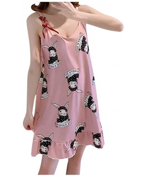 Nightgowns & Sleepshirts Home Mini Dress for Women Sexy Nightdress Sleeveless Cartoon Print Ruffled Sleepwear Lovely Pajamas ...