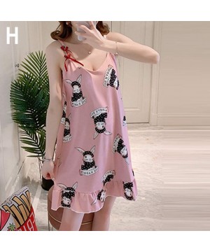 Nightgowns & Sleepshirts Home Mini Dress for Women Sexy Nightdress Sleeveless Cartoon Print Ruffled Sleepwear Lovely Pajamas ...