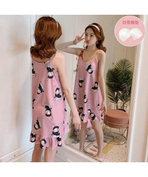 Nightgowns & Sleepshirts Home Mini Dress for Women Sexy Nightdress Sleeveless Cartoon Print Ruffled Sleepwear Lovely Pajamas ...