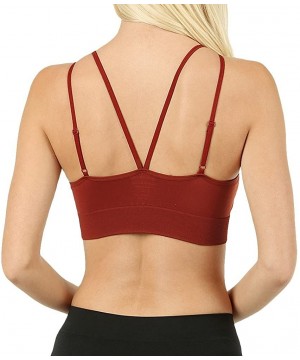 Bras Women Seamless Double Criss Cross Bralette Sports Bra with Adjustable Straps - Dusty Rose - CW189OTEQOM