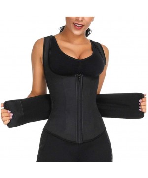 Shapewear Women's Underbust Corset Waist Trainer Cincher Steel Boned Zipper Body Shaper Vest with Adjustable Straps - Black -...