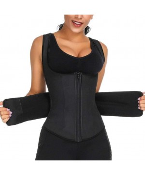 Shapewear Women's Underbust Corset Waist Trainer Cincher Steel Boned Zipper Body Shaper Vest with Adjustable Straps - Black -...