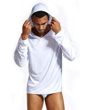 Sleep Tops Men's Ice Silk Lightweight Lounge Yoga Hoodie - White - C817Y0OLKAL