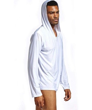 Sleep Tops Men's Ice Silk Lightweight Lounge Yoga Hoodie - White - C817Y0OLKAL