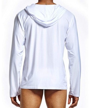 Sleep Tops Men's Ice Silk Lightweight Lounge Yoga Hoodie - White - C817Y0OLKAL